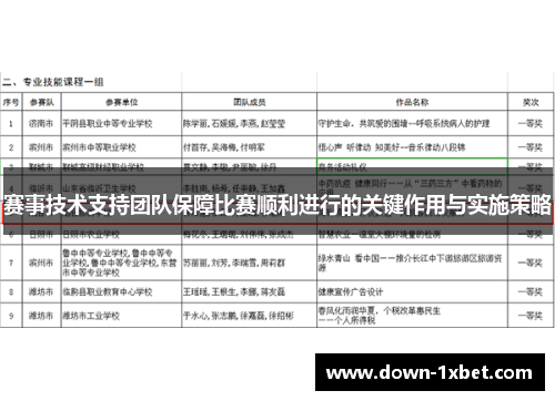 赛事技术支持团队保障比赛顺利进行的关键作用与实施策略